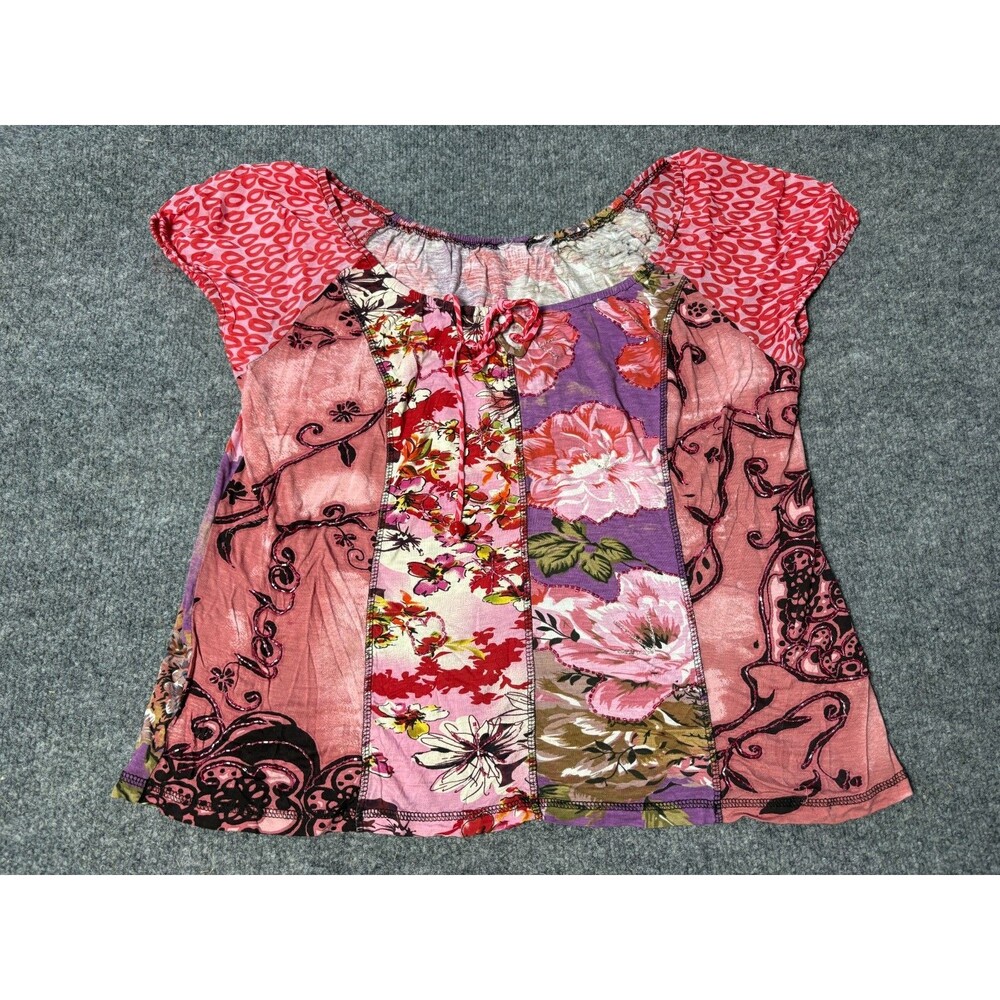 Floral Top Womens Medium Colorful Beaded Fairy